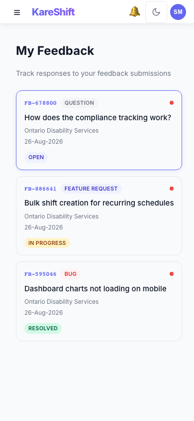 Feedback — Mobile