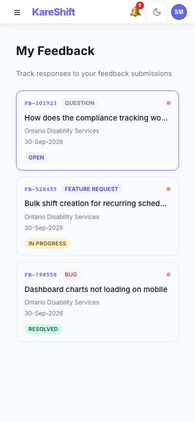 Feedback — Mobile