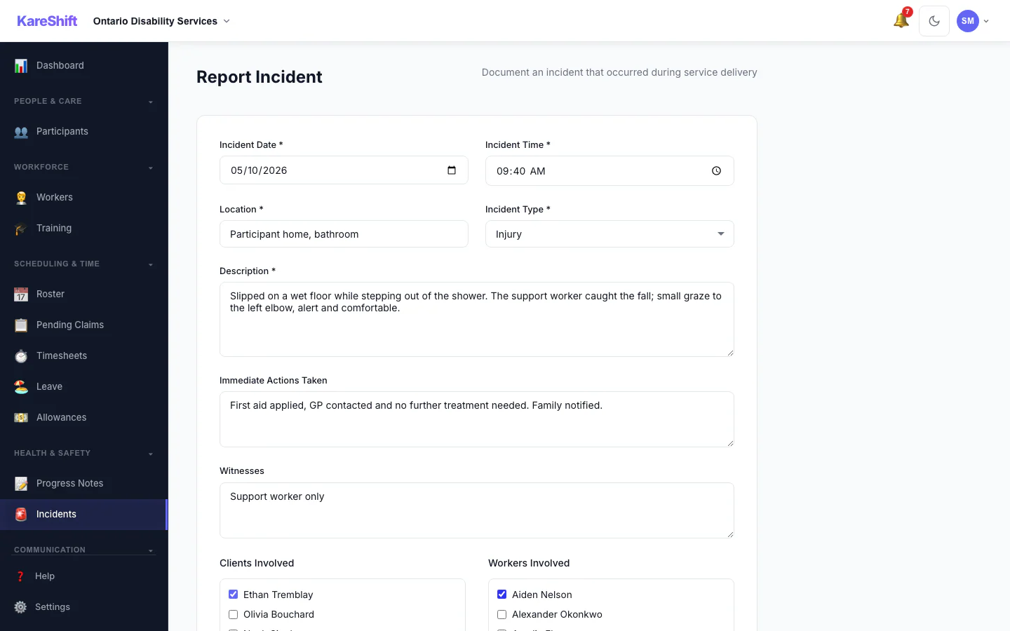 Report an Incident: Record what happened, who was involved and what was done straight away.