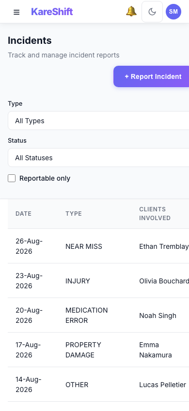 Incidents — Mobile