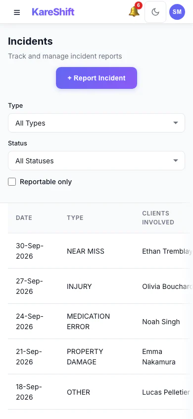 Incidents — Mobile