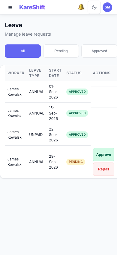 Leave — Mobile
