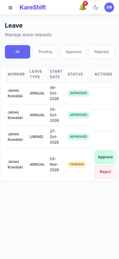 Leave — Mobile