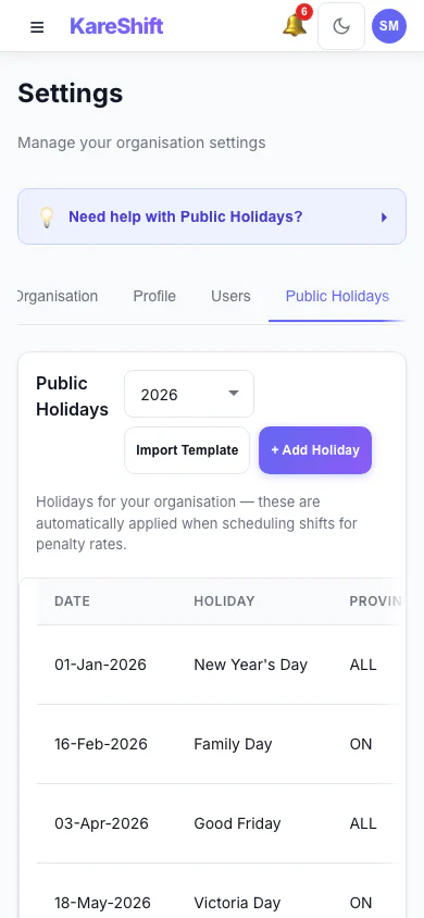 Holidays — Mobile