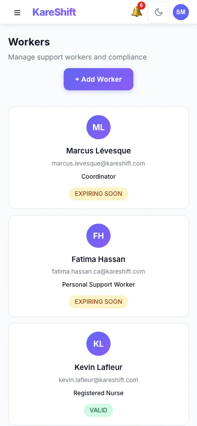 Workers — Mobile