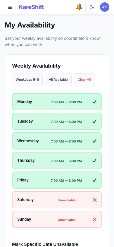 Availability — Mobile