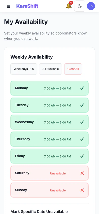 Availability — Mobile