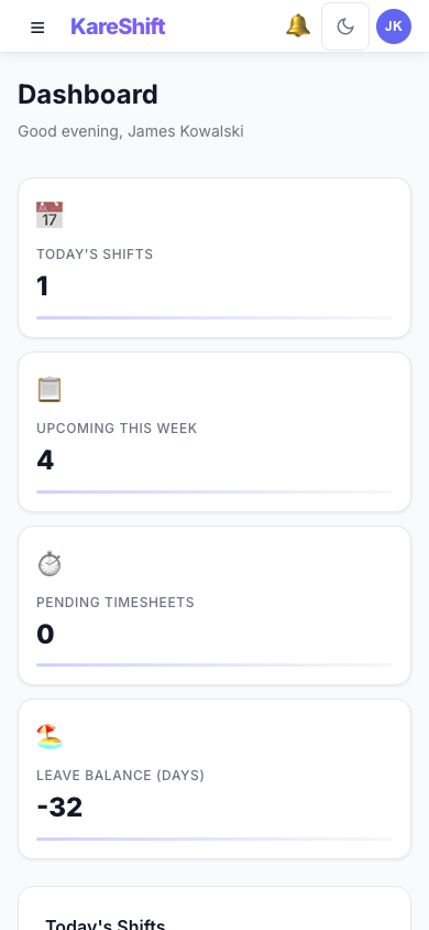 Worker Dashboard — Mobile