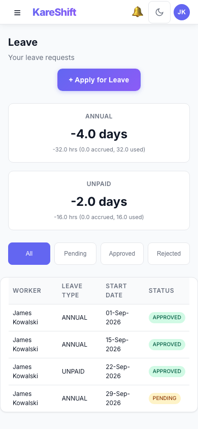 Leave — Mobile