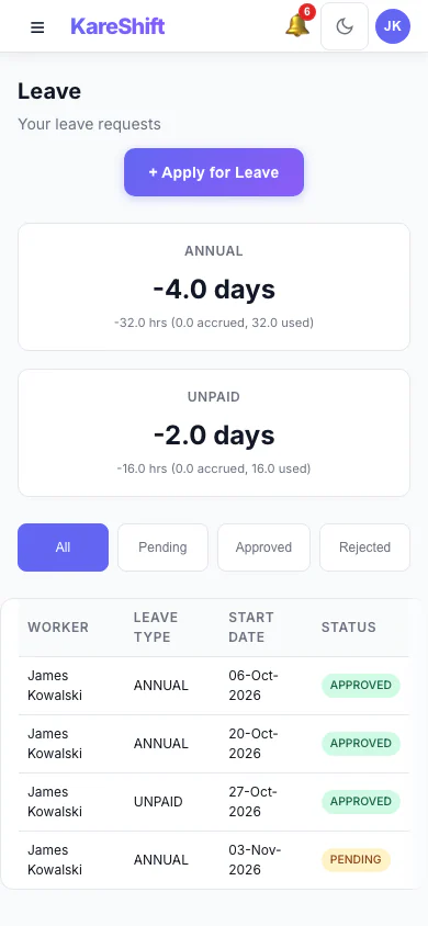 Leave — Mobile