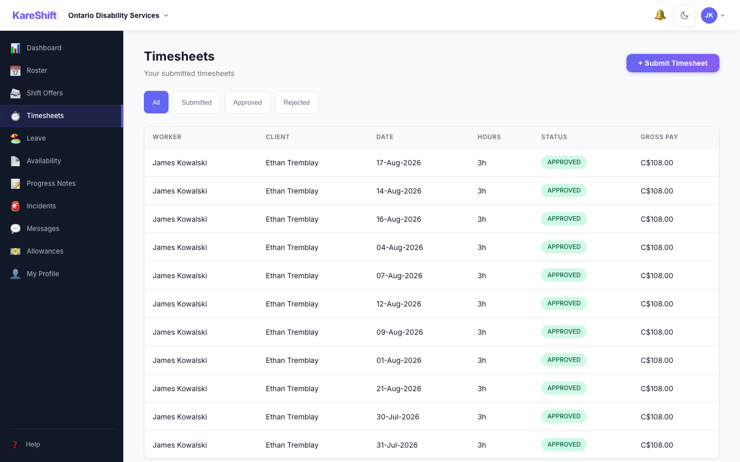 Worker Timesheets