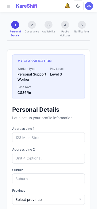 Onboarding — Mobile
