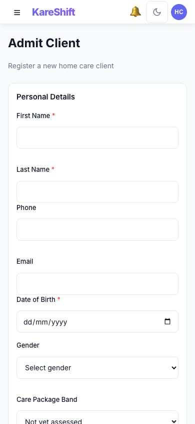 Admission — Mobile