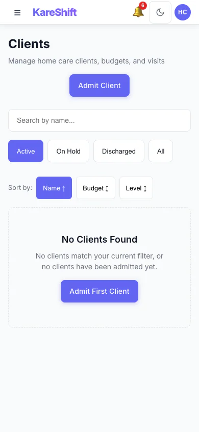 Service User List — Mobile