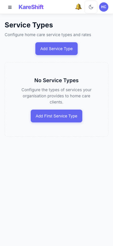 Service Types — Mobile