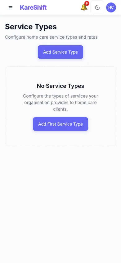 Service Types — Mobile
