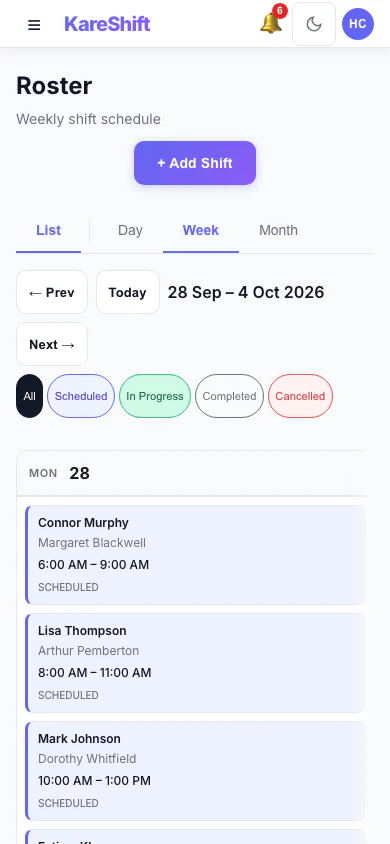 Rota Calendar — Mobile