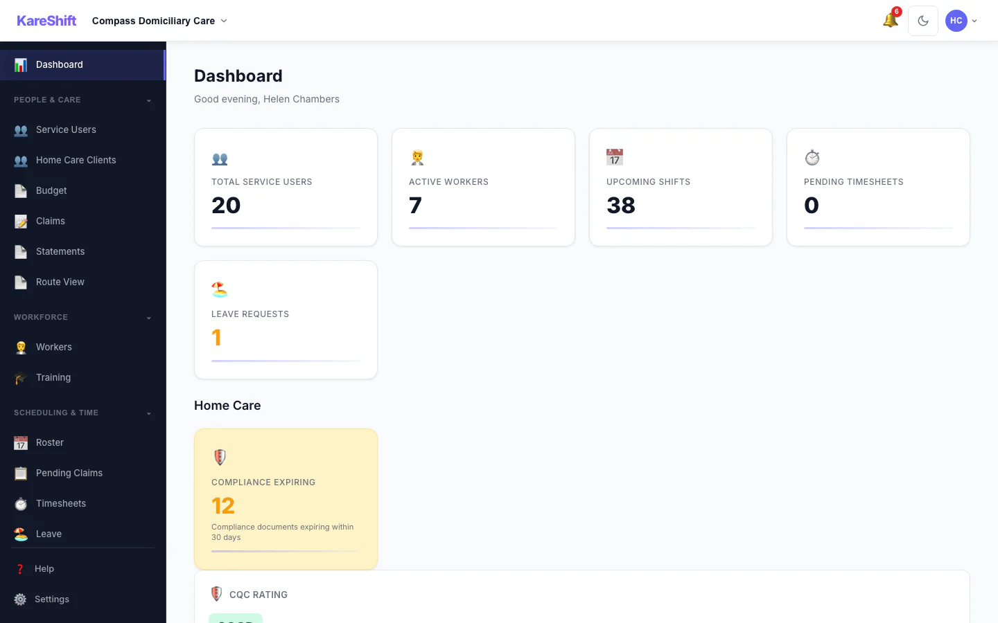 Home Care Agency Dashboard
