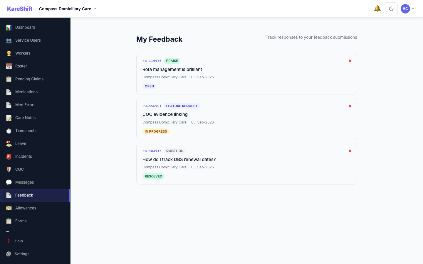 Feedback History