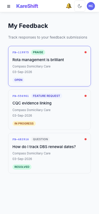 Feedback — Mobile