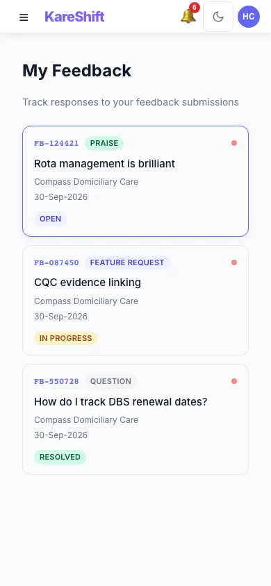 Feedback — Mobile