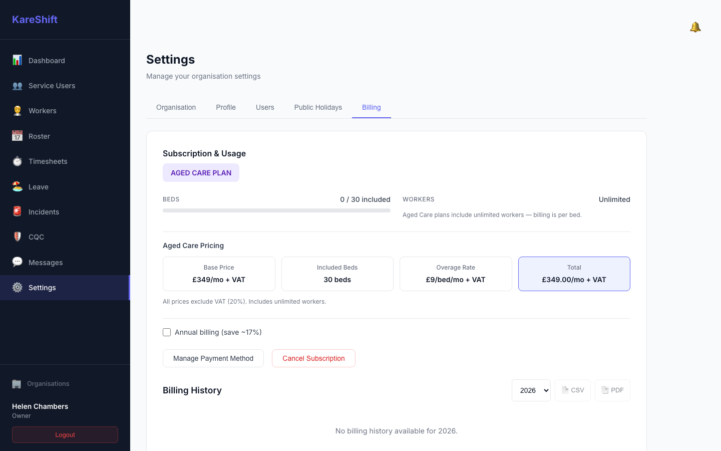 Billing Settings