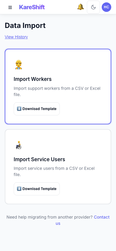 Import — Mobile