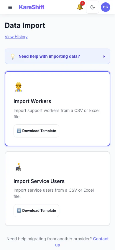 Import — Mobile