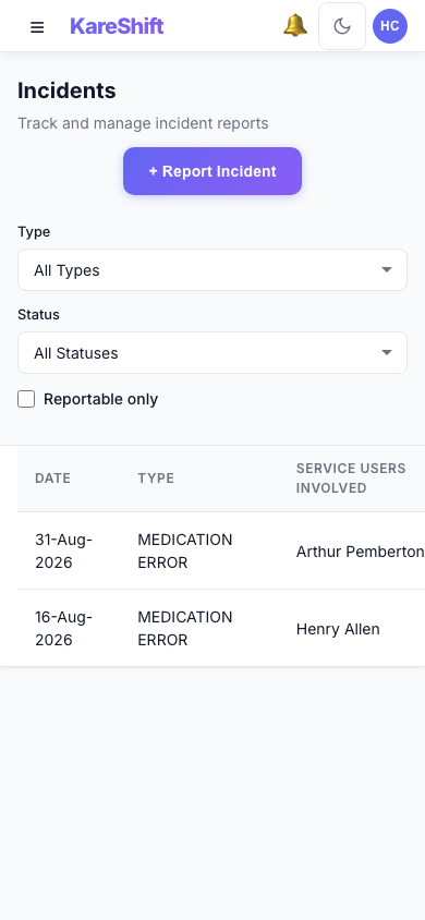 Incidents — Mobile