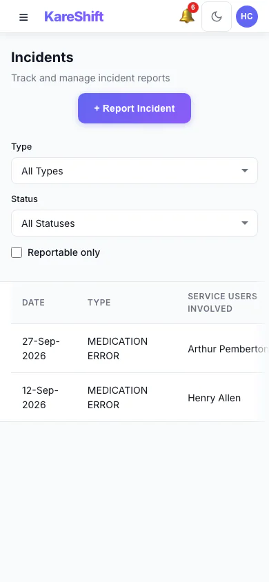 Incidents — Mobile