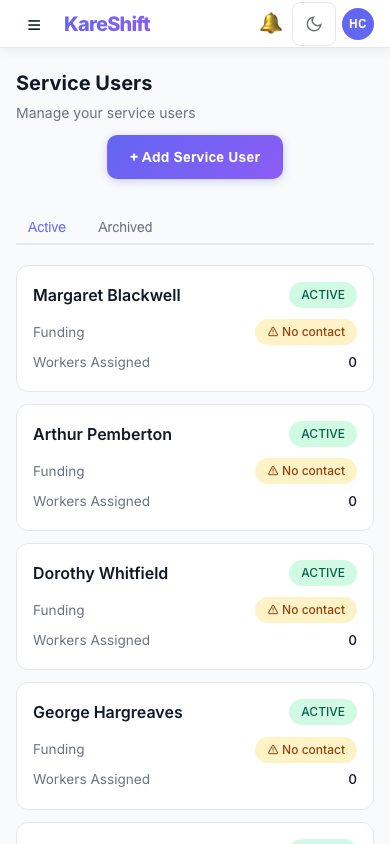 Service Users — Mobile