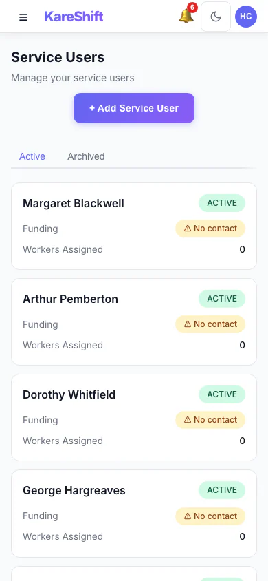 Service Users — Mobile