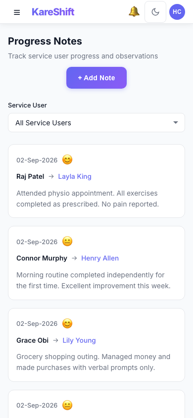 Care Notes — Mobile
