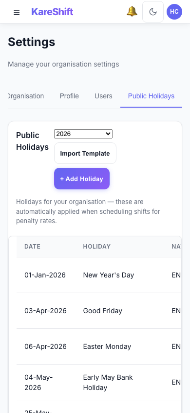 Holiday Exclusion — Mobile