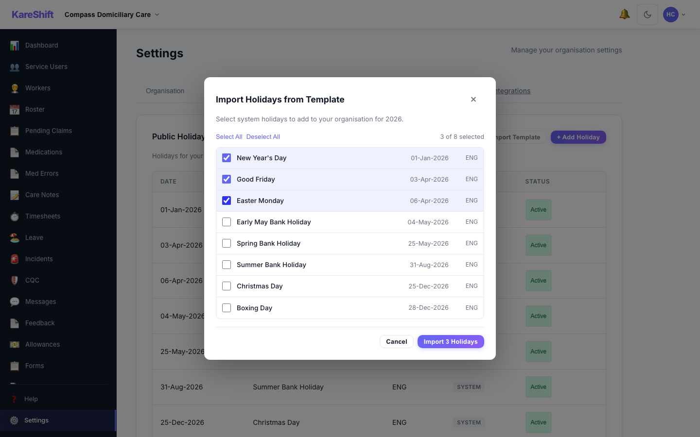 Template Import Dialog