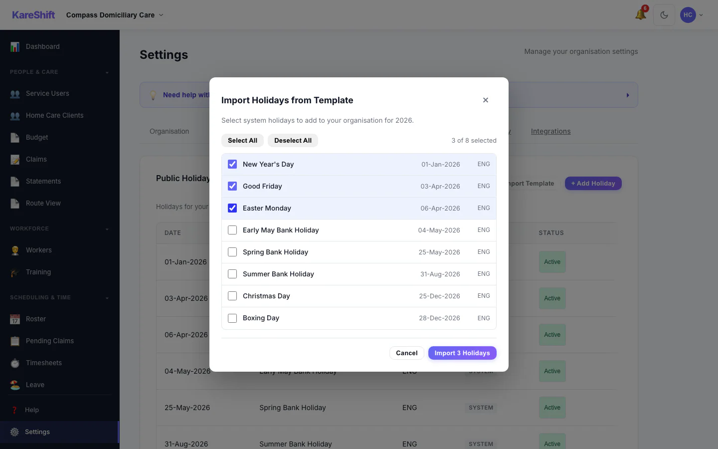 Template Import Dialog