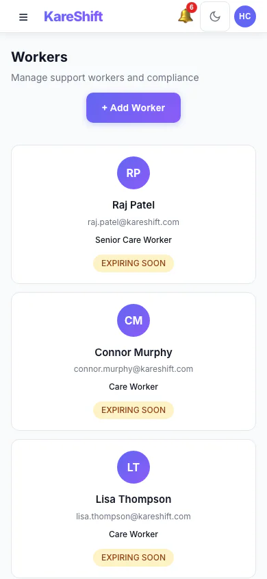 Carers — Mobile
