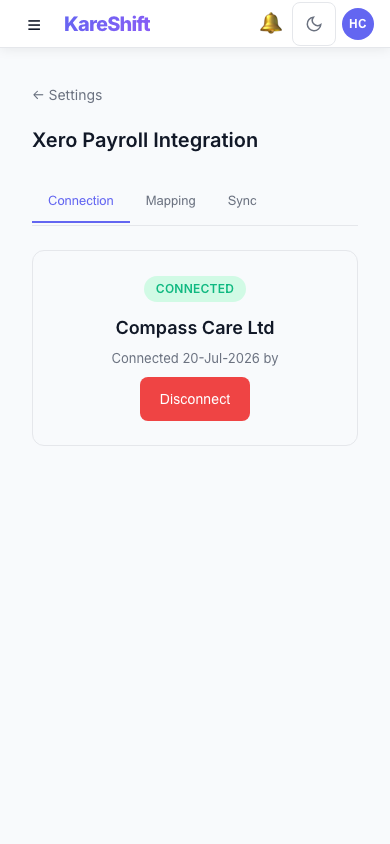 Xero Connection — Mobile