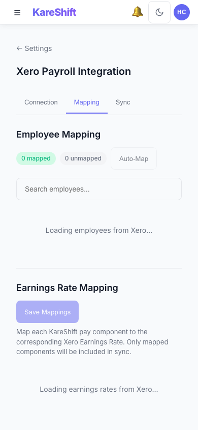 Xero Mapping — Mobile