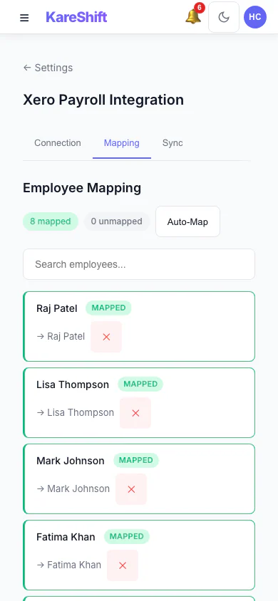 Xero Mapping — Mobile