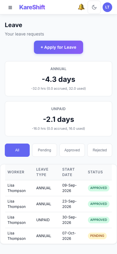 Leave — Mobile