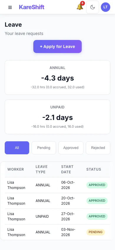 Leave — Mobile