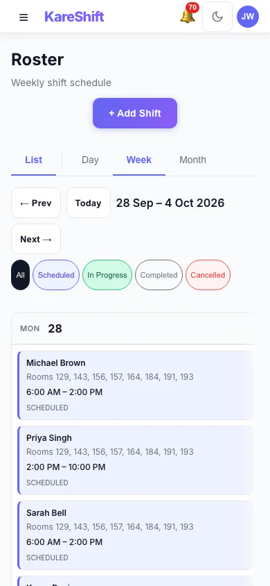 Rota Calendar — Mobile