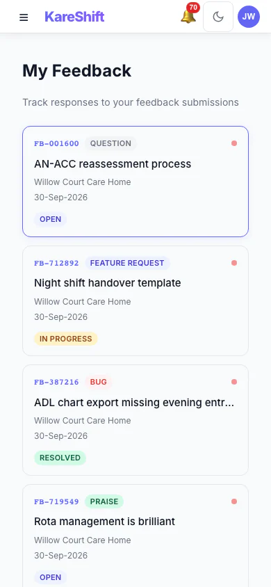 Feedback — Mobile