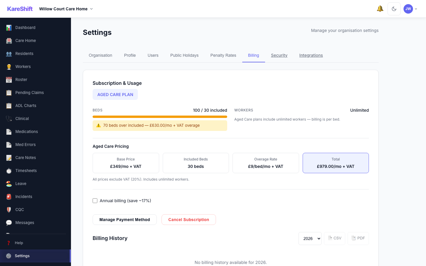 Billing Settings