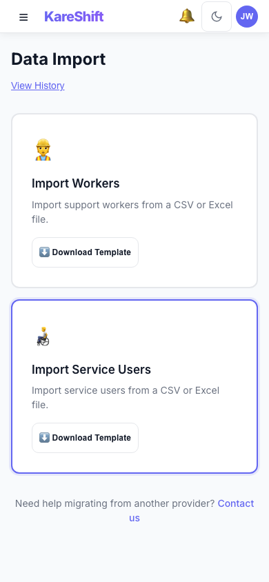 Import — Mobile