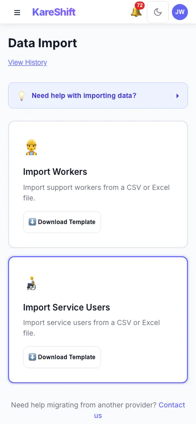 Import — Mobile