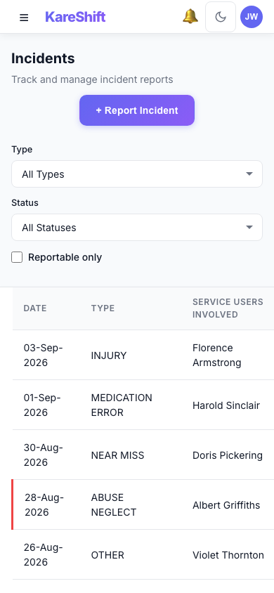 Incidents — Mobile