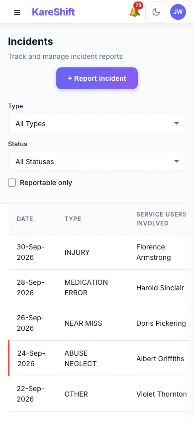 Incidents — Mobile