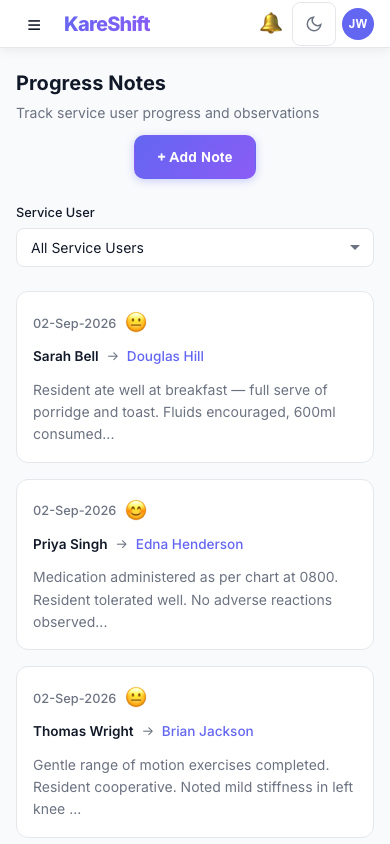 Care Notes — Mobile